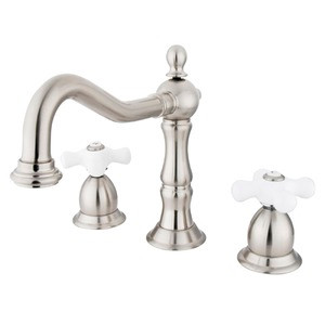 Kingston Brass Two Handle 8" to 14" Widespread Lavatory Faucet with Brass Pop-Up Drain - Brushed Nickel KS1978PX