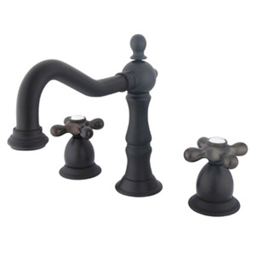 Kingston Brass Two Handle 8" to 14" Widespread Lavatory Faucet with Brass Pop-Up Drain - Oil Rubbed Bronze KS1975AX