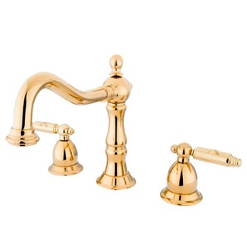 Kingston Brass Two Handle 8" to 14" Widespread Lavatory Faucet with Brass Pop-Up Drain - Polished Brass KS1972GL