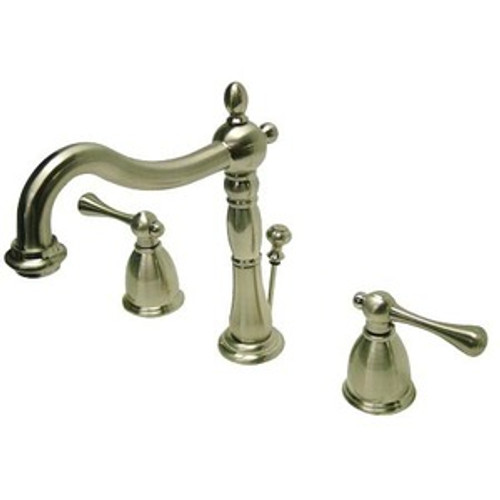 Kingston Brass Two Handle 8" to 14" Widespread Lavatory Faucet with Brass Pop-Up Drain - Satin Nickel