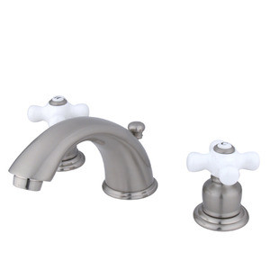 Kingston Brass Two Handle 4" to 8" Mini Widespread Lavatory Faucet with Pop-Up Drain Drain - Brushed Nickel KB968PX