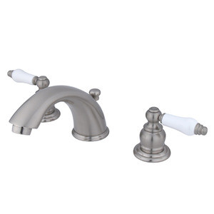 Kingston Brass Two Handle 4" to 8" Mini Widespread Lavatory Faucet with Pop-Up Drain Drain - Brushed Nickel KB968PL