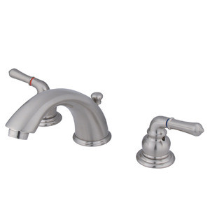 Kingston Brass Two Handle 4" to 8" Mini Widespread Lavatory Faucet with Pop-Up Drain Drain - Brushed Nickel KB968