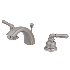 Kingston Brass Two Handle 4" to 8" Mini Widespread Lavatory Faucet with Pop-Up Drain Drain - Brushed Nickel KB958
