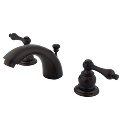 Kingston Brass Two Handle 4" to 8" Mini Widespread Lavatory Faucet with Pop-Up Drain Drain - Oil Rubbed Bronze KB945AL