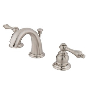 Kingston Brass Two Handle 4" to 8" Mini Widespread Lavatory Faucet with Pop-Up Drain Drain - Brushed Nickel KB918AL