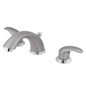 Kingston Brass Two Handle 4" to 8" Mini Widespread Lavatory Faucet with Pop-Up Drain Drain - Brushed Nickel/Polished Chrome - KB6957LL