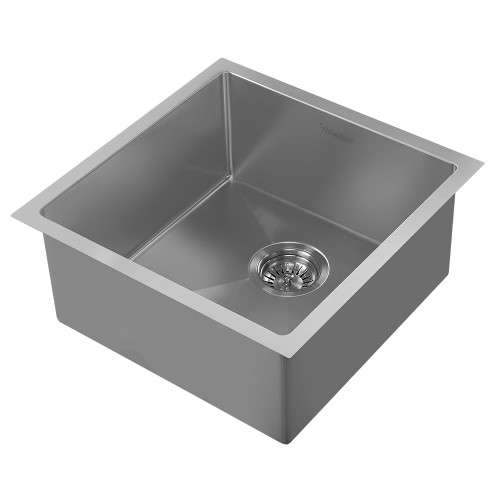 Whitehaus WHNPL1818-GM Noah Plus 16 Gauge Single Bowl Linen Textured Undermount or Drop-in Sink - Gunmetal