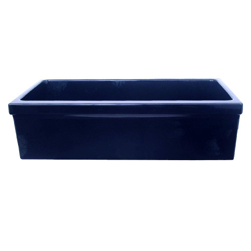 Whitehaus WHQ536-BLUE Farmhaus Fireclay Quatro Alcove Large Reversible Sink with Decorative 2 1/2 in. or 2 in. Lip - Sapphire Blue - 36 inch