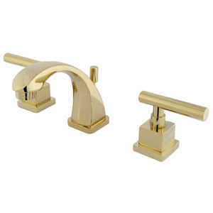 Kingston Brass Two Handle 4" to 8" Mini Widespread Lavatory Faucet with Brass Pop-Up Drain - Polished Brass - KS4942CQL