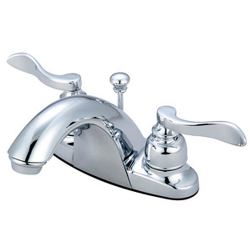 Kingston Brass Two Handle 4" Centerset Lavatory Faucet with Pop-Up Drain - Polished Chrome KB8641NFL