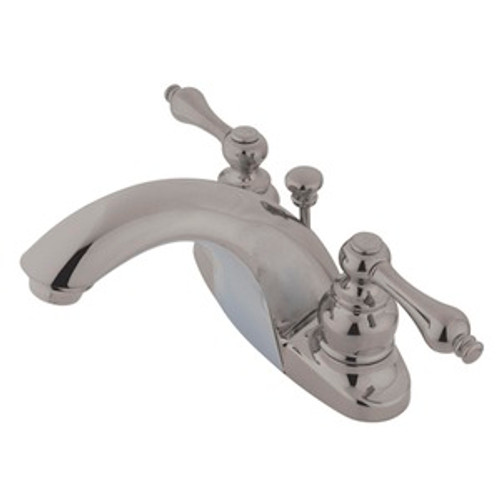 Kingston Brass Two Handle 4" Centerset Lavatory Faucet with Pop-Up Drain - Satin Nickel KB7648AL