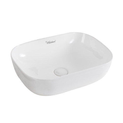 Whitehaus WH71333 Isabella Plus  Rectangular Top Mount Sink with Center Drain - White