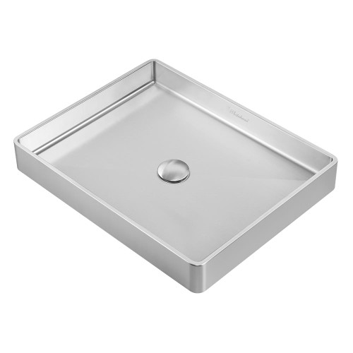 Whitehaus WHNPL1578-BSS Noah Plus 10 Gauge Frame, Rectangular Top Mount Sink Set with Center Drain - Brushed Stainless Steel - 20 1/2 x 16 inches