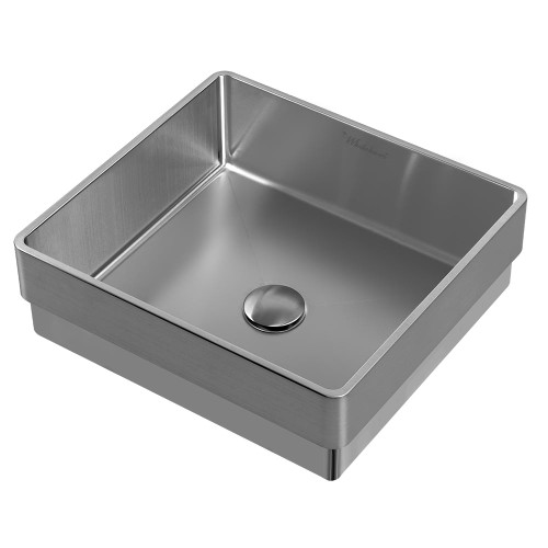 Whitehaus WHNPL1577-GM Noah Plus 10 Gauge Frame, Squared Semi-recessed Sink Set with Center Drain - Gunmetal - 15 inch