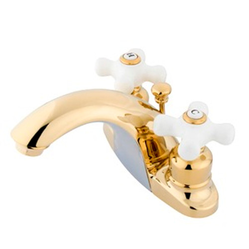 Kingston Brass Two Handle 4" Centerset Lavatory Faucet with Pop-Up Drain - Polished Brass KB7642PX