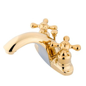 Kingston Brass Two Handle 4" Centerset Lavatory Faucet with Pop-Up Drain - Polished Brass KB7642AX
