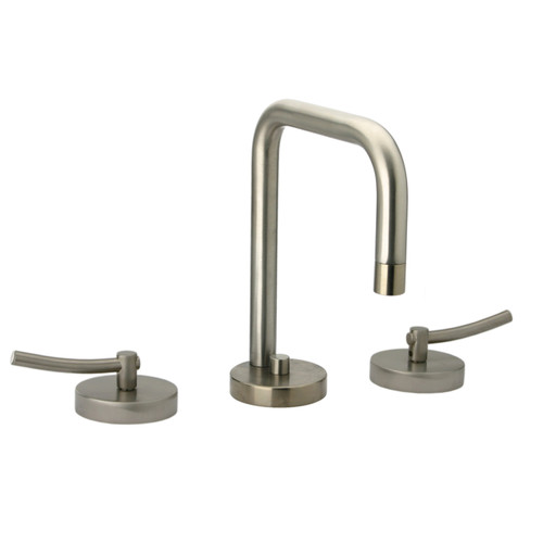 Whitehaus WH81214L-BN Metrohaus Lavatory Widespread Faucet with Swivel Spout, Pop-up Drain and Lever Handles - Brushed Nickel - PVD