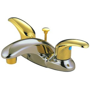 Kingston Brass Two Handle 4" Centerset Lavatory Faucet with Pop-Up Drain - Brushed Nickel/Polished Brass KB6629LL