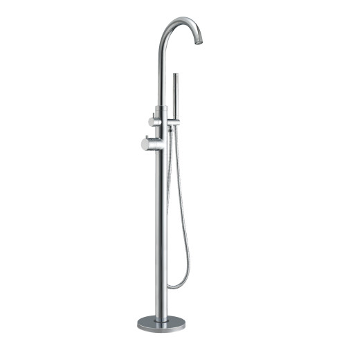 Whitehaus WHT7369S-C Bathhaus Freestanding 41" Single Lever Tub Filler Faucet with Integrated Diverter Valve and Hand Shower Spray - Polished Chrome
