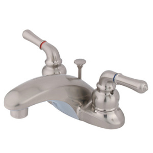 Kingston Brass Two Handle 4" Centerset Lavatory Faucet with Pop-Up Drain - Satin Nickel KB628