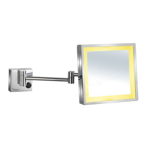 Whitehaus WHMR25-C Square Wall Mount Led 5X Magnified Mirror - Polished Chrome