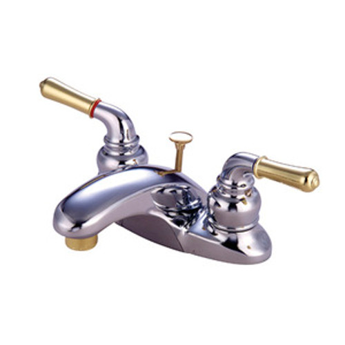 Kingston Brass Two Handle 4" Centerset Lavatory Faucet with Pop-Up Drain - Polished Chrome/Polished Brass KB624