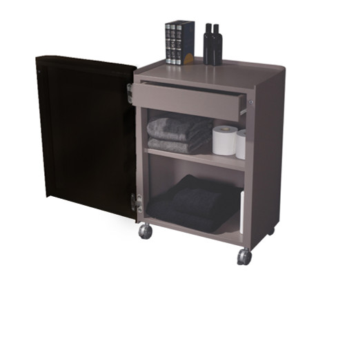 Whitehaus WHAEMGREB05 Aeri Gray Freestanding Storage Unit with Drawer, Two Shelves and Casters - Ebony/Gray