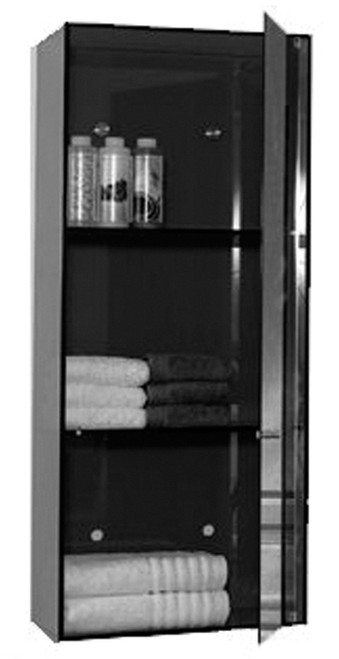 Whitehaus WHAEVF02 Aeri Vertical Glass Wall Mount Storage Unit with Three Shelves and Mirror Door - Smoked Gray Glass