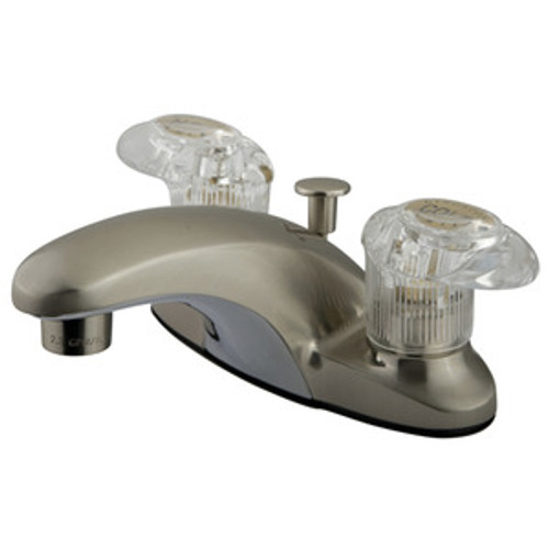Kingston Brass Two Handle 4" Centerset Lavatory Faucet with Pop-Up Drain - Satin Nickel KB6158
