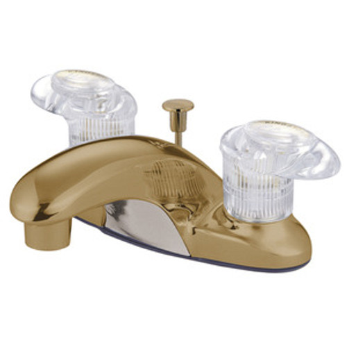 Kingston Brass Two Handle 4" Centerset Lavatory Faucet with Pop-Up Drain - Polished Brass KB6152