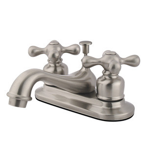 Kingston Brass Two Handle 4" Centerset Lavatory Faucet with Pop-Up Drain - Brushed Nickel KB608AX