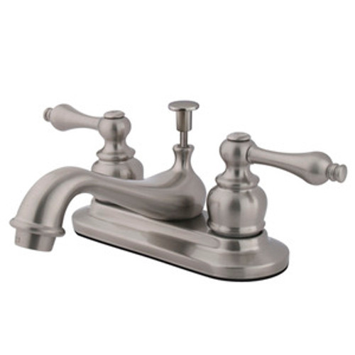 Kingston Brass Two Handle 4" Centerset Lavatory Faucet with Pop-Up Drain - Satin Nickel KB608AL