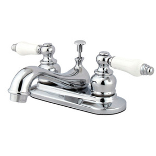 Kingston Brass Two Handle 4" Centerset Lavatory Faucet with Pop-Up Drain - Polished Chrome KB601PL