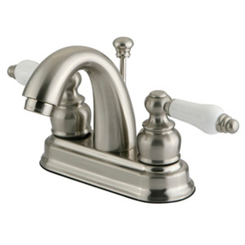 Kingston Brass Two Handle 4" Centerset Lavatory Faucet with Pop-Up Drain - Satin Nickel KB5618PL