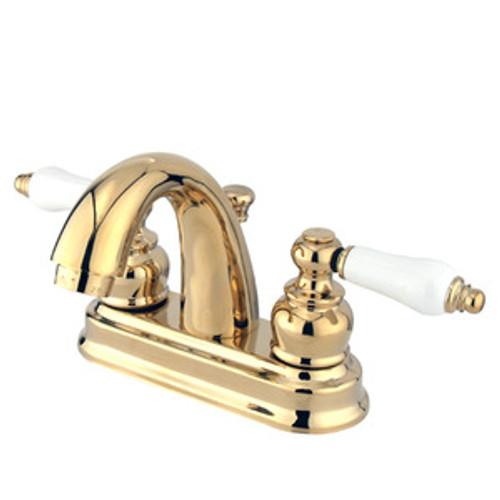 Kingston Brass Two Handle 4" Centerset Lavatory Faucet with Pop-Up Drain - Polished Brass KB5612PL