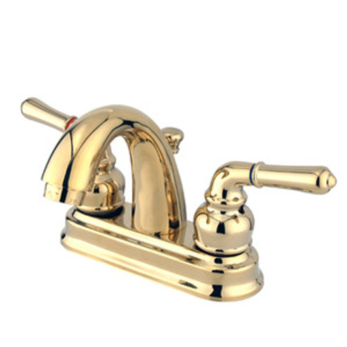 Kingston Brass Two Handle 4" Centerset Lavatory Faucet with Pop-Up Drain - Polished Brass KB5612NML