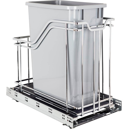 Hardware Resources Metal Single Trashcan Polished Chrome with Grey - SWS-MBMS35GPC