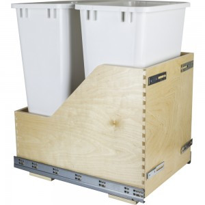 Hardware Resources Preassembled 50 Quart Double Pullout Waste Container System - CDM-WBMD50WH