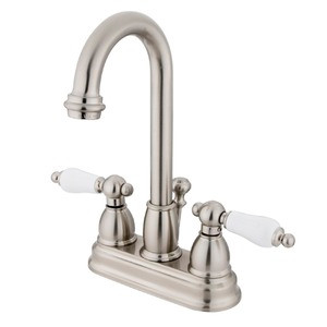 Kingston Brass Two Handle 4" Centerset Lavatory Faucet with Pop-Up Drain Drain - Brushed Nickel KB3618PL