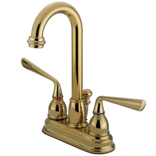 Kingston Brass Two Handle 4" Centerset Lavatory Faucet with Pop-Up Drain Drain - Polished Brass KB3612ZL