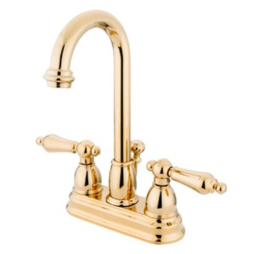 Kingston Brass Two Handle 4" Centerset Lavatory Faucet with Pop-Up Drain Drain - Polished Brass KB3612AL