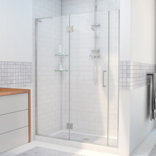 DreamLine D12606572-04 Unidoor-X 38 1/2-39 in. W x 72 in. H Frameless Hinged Shower Door in Brushed Nickel