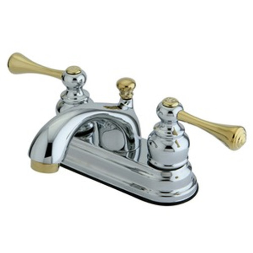 Kingston Brass Two Handle 4" Centerset Lavatory Faucet with Pop-Up Drain - Polished Chrome/Polished Brass KB3604BL