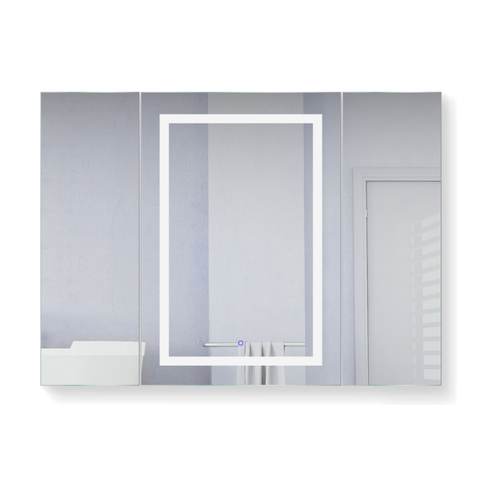 Krugg 3 Door LED Mirror Medicine Cabinet 48 Inch W x 36 Inch w/Dimmer & Defogger - Right Hinge on Middle Door - Svange4836LRR