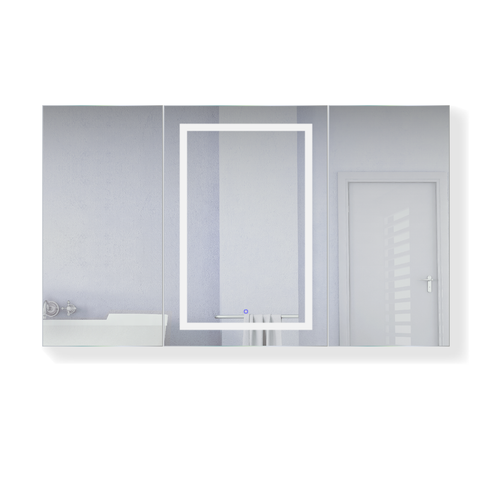 Krugg 3 Door LED Mirror Medicine Cabinet 60 Inch W x 36 Inch w/Dimmer & Defogger - Right Hinge on Middle Door - Svange6036LLR