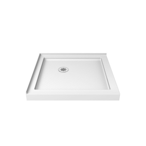 DreamLine DLT-1036360 SlimLine 36 in. D x 36 in. W x 2 3/4 in. H Corner Drain Double Threshold Shower Base in White