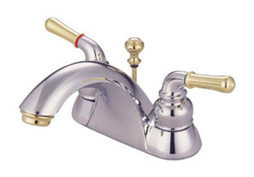 Kingston Brass Two Handle 4" Centerset Lavatory Faucet with Pop-Up Drain - Polished Chrome/Polished Brass KB2624B