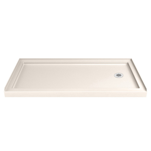 DreamLine DLT-1132602-22 SlimLine 32 in. D x 60 in. W x 2 3/4 in. H Right Drain Single Threshold Shower Base in Biscuit