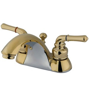 Kingston Brass Two Handle 4" Centerset Lavatory Faucet with Pop-Up Drain - Polished Brass KB2622